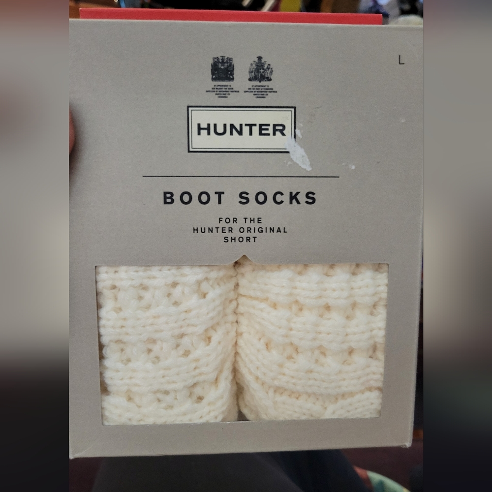 Hunter cream colored short waffle knit boot socks